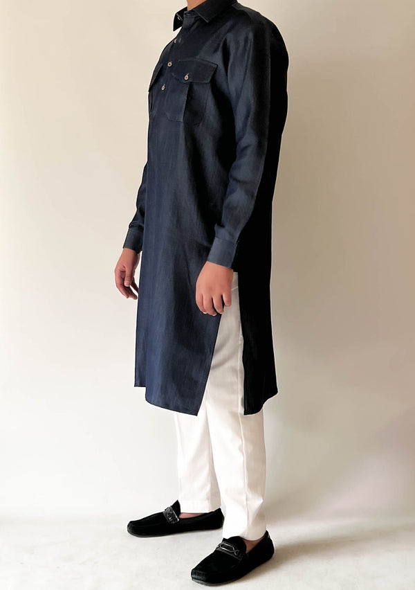 Denim Kurta - Dark